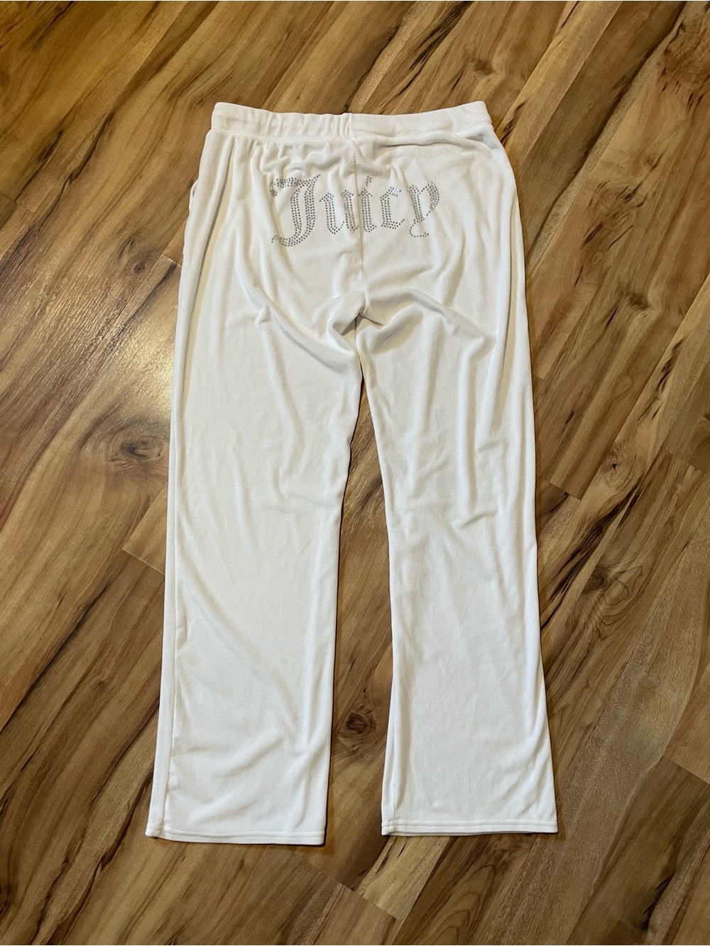 Juicy Couture White Velour Tracksuit Bottoms Crystal Logo Y2K Style Sz XL